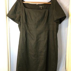 Linen square neck dress, poly lining.